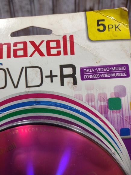 Maxell 4.7GB 120-Minute DVD+Rs (5 pk, Color, Carded) - Picture 4 of 4